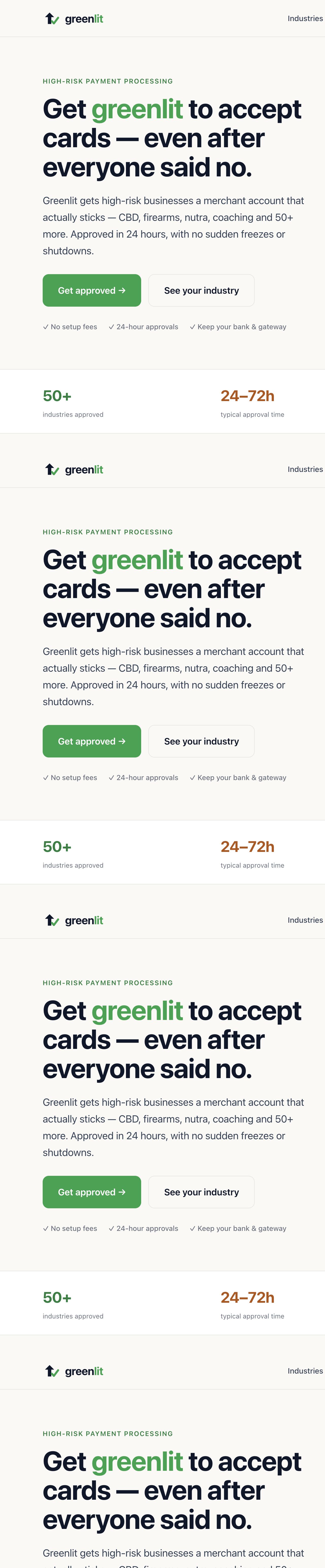 Greenlit website interface