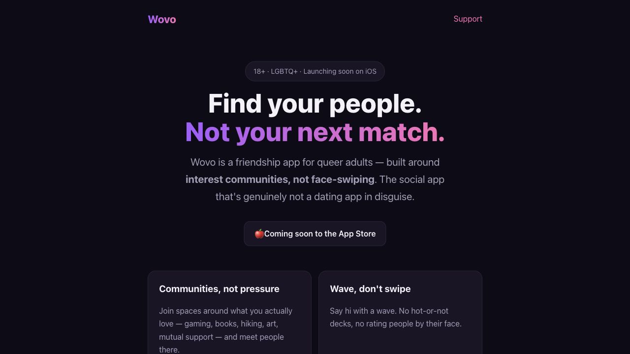 Wovo website interface